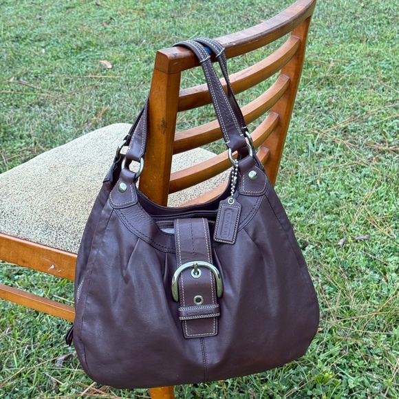 Coach 2000’s Lynn Soho shoulder bag hobo bag chocolate brown genuine leather - Picture 3 of 16